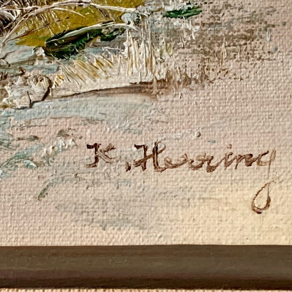 Vintage Beach Landscape Canvas Oil Painting Sine By K. Huoring  14/16 Inches - Picture 9 of 14